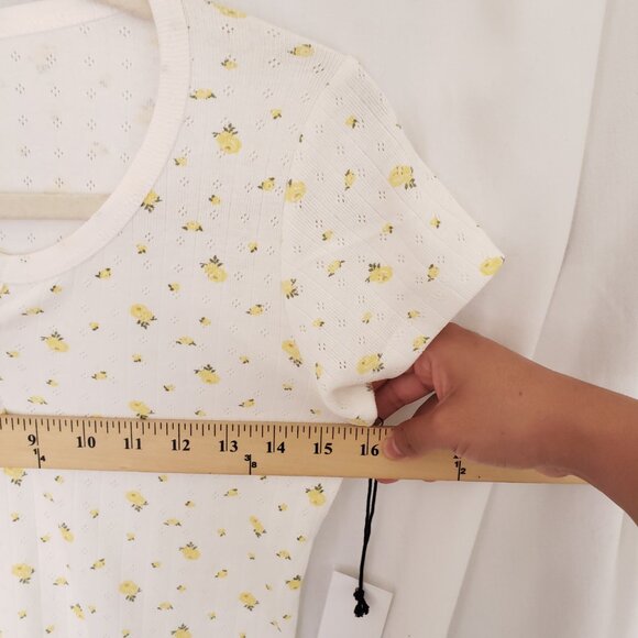 Urban Nation Woman White Yellow Floral Pattern Breathable Cute Shirt Size M - Picture 2 of 15